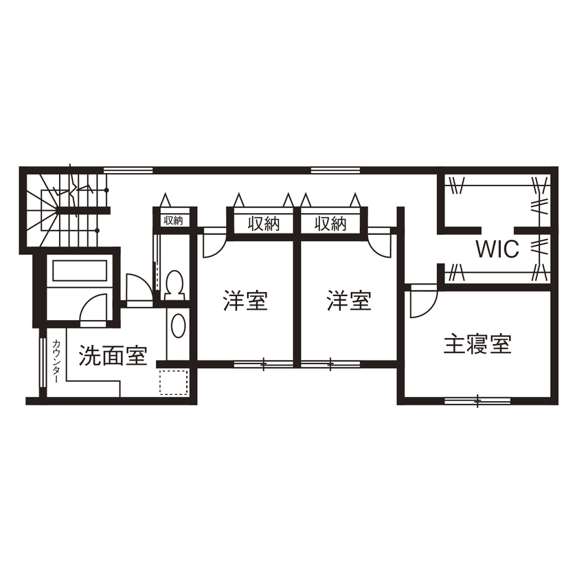 アールギャラリー(アールプランナー) 【3000万円台/30坪台/間取り図】ピットリビング、中庭、屋上庭園を実現。限られた敷地に広がるリゾート空間の間取り図（3LDK+屋上庭園）2階