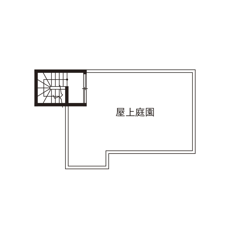 アールギャラリー(アールプランナー) 【3000万円台/30坪台/間取り図】ピットリビング、中庭、屋上庭園を実現。限られた敷地に広がるリゾート空間の間取り図（3LDK+屋上庭園）屋上