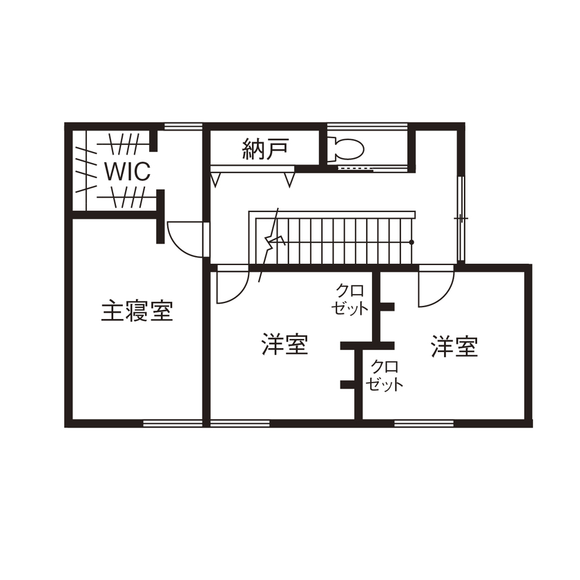 アールギャラリー(アールプランナー) 【3000万円台/30坪台/間取り図】素材使いとスタイリングの妙で、ホテルライクな暮らしを楽しむ家の間取り図（3LDK＋WIC＋土間収納）2階