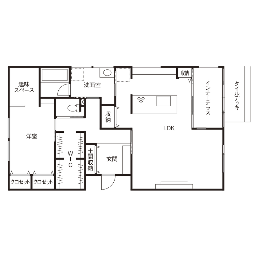 アールギャラリー(アールプランナー) 【2000万円台/平屋建て＆塗り壁/間取り図】屋内にいながら、外遊び気分。インナーテラスがある平屋建ての間取り図（1LDK＋インナーテラス）1階
