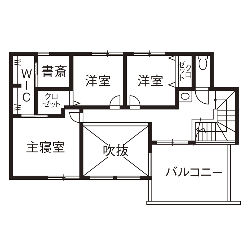 アールギャラリー(アールプランナー) 【3000万円台/40坪台/間取り図】5ｍ超の吹抜けリビング×回遊動線。非日常と日常が交差する家の間取り図（4LDK＋中庭）2階