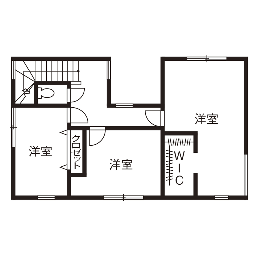 アールギャラリー(アールプランナー) 【1000万円台/20坪台/間取り有/コの字/中庭】家づくりから、暮らしづくりへ。緑景を暮らしに取り込む家の間取り図（3LDK）2階