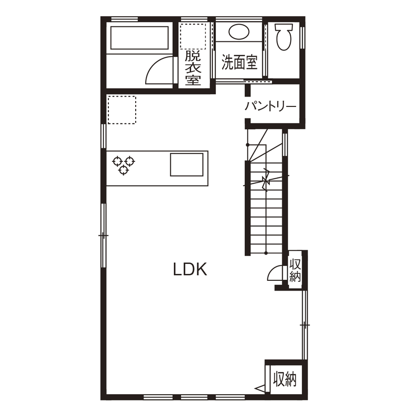 アールギャラリー(アールプランナー) 【3000万円台/3階建て/30坪台/間取り図】インテリアのアレンジを楽しめる3階建て。住み手の個性が見える家の間取り図（4LDK）2階