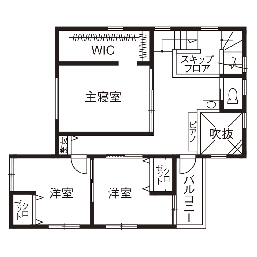 アールギャラリー(アールプランナー) 【1900万円台/30坪台/間取り図】中庭で非日常を楽しむ家。スキップフロア＆ピットリビングで居心地も◎の間取り図（3LDK）2階