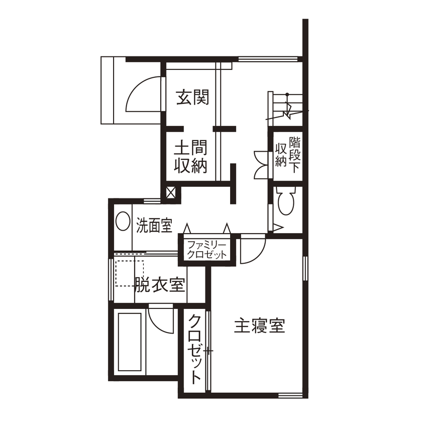 アールギャラリー(アールプランナー) 【3000万円台/3階建て/間取り図】20坪台でリゾートホテルのような寛ぎを。家族時間を謳歌する、3階建ての間取り図（4LDK）1階