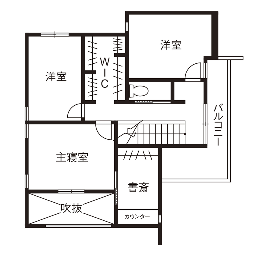 アールギャラリー(アールプランナー) 【2000万円台/30坪台/間取り図】吹抜け×快適動線で、面積以上の広がりを。都市生活で非日常を満喫する家の間取り図（4LDK）2階