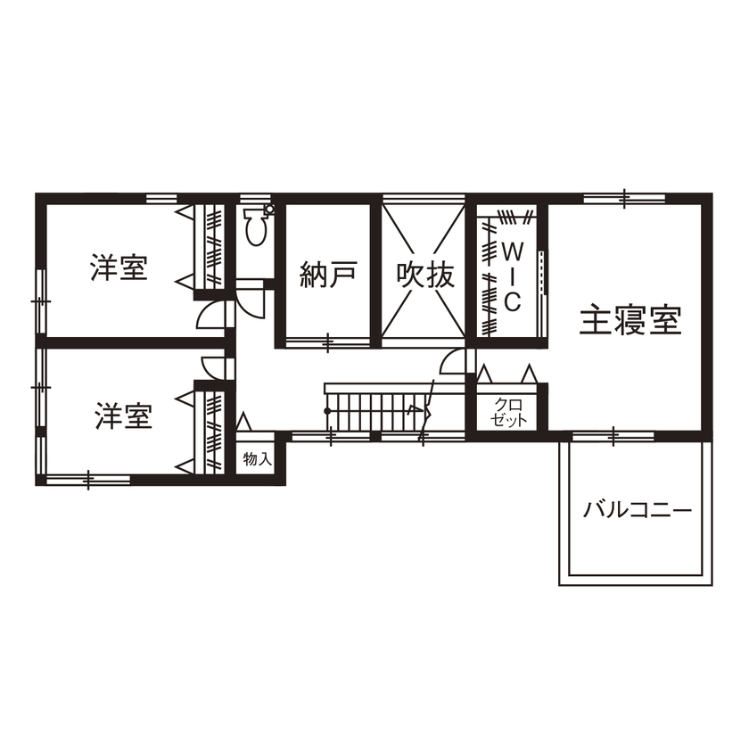 アールギャラリー(アールプランナー) 【2000万円台/2階建て/30坪台/間取り図】南面を閉じる逆転の発想。吹き抜けと中庭のある期待以上の家にの間取り図（4LDK）2階