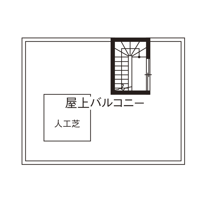 アールギャラリー(アールプランナー)  【1000万円台/30坪台/4LDK/間取り図】芝生で遊んで、デッキで寛ぐ、屋上のあるアウトドアリビングの家 の間取り図（4LDK）屋上