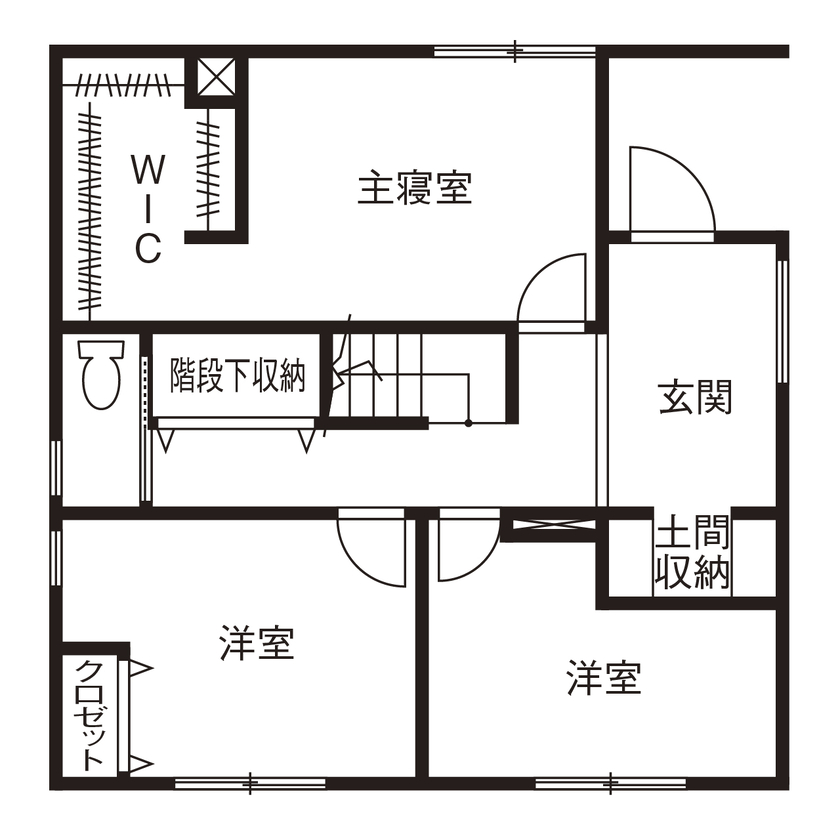 アールギャラリー(アールプランナー) 【1000万円台/20坪台/コンパクトな家/2階建て/3LDK/間取り図】土間玄関を備えた、雑味のないアート空間の間取り図（3LDK）1階