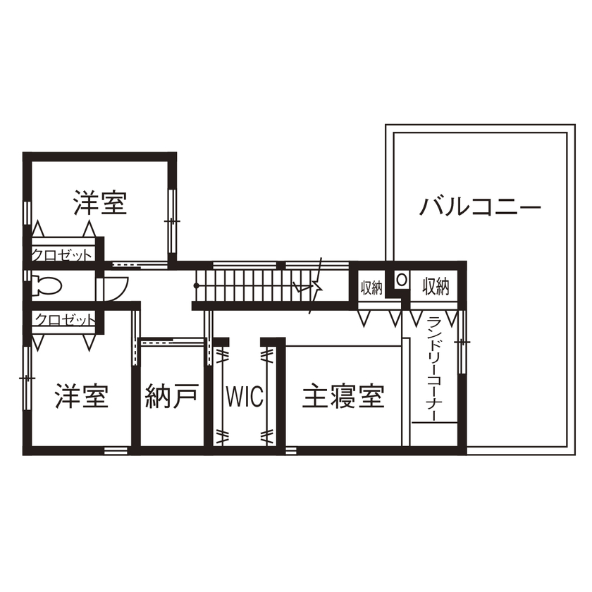 アールギャラリー(アールプランナー) 【3000万円台/40坪/4LDK/間取り図】ガレージと中庭のある暮らし。コートハウスで、おうち時間を満喫の間取り図（4LDK）2階