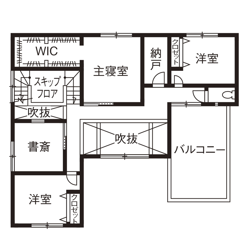 中庭が付いた間取り 5K