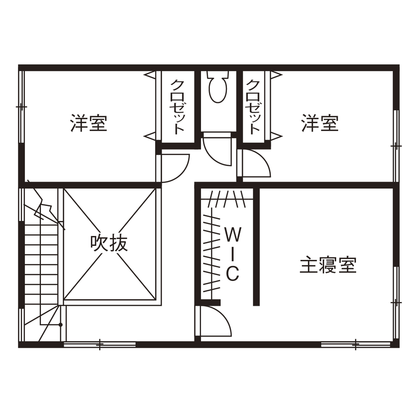 アールギャラリー(アールプランナー) 【1000万円台/30坪台/間取り図】シンプルモダンな空間に広がる開放感。吹抜けとピットリビングのある家の間取り図（3LDK）2階