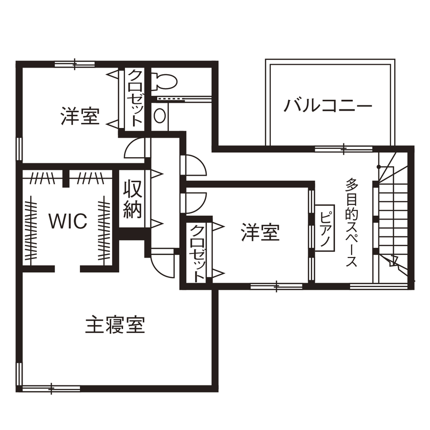 アールギャラリー(アールプランナー) 【3000万円台/ガレージ/2階建て/40坪台/3LDK/間取り図】趣味空間、暮らしやすさを叶えたガレージハウスの間取り図（3LDK）2階