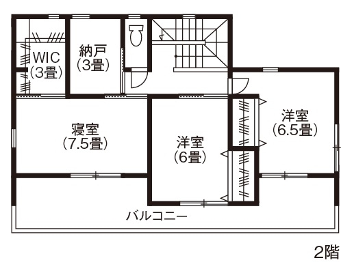 リアルホーム 【四日市の家】予算内で実現！パパ念願のガレージと、ママのお気に入りの雑貨が映える家の間取り図（4LDK）２階