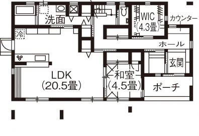 リアルホーム 【桑名の家】「自由度も高くて、長期優良住宅仕様で、造成費等を入れても予算内におさまりました。」の間取り図（5K以上）1階