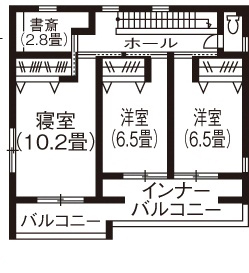 リアルホーム 【桑名の家】「自由度も高くて、長期優良住宅仕様で、造成費等を入れても予算内におさまりました。」の間取り図（5K以上）2階