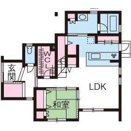 リアルホーム 【間取り図掲載有】建設業に携わるＴさんが構造や性能に納得して決断。「夏も冬もエアコン１台で快適です」の間取り図（2LDK）1階