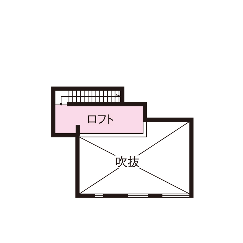 リアルホーム 【平屋/2000万円台/34坪台】エアコン一台で夏も冬も快適！土間収納にロフト、坪庭を設けたこだわりの平屋の間取り図（4LDK）ロフト