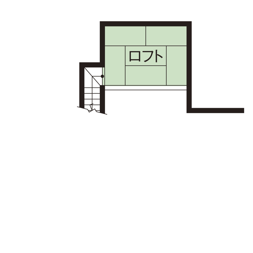リアルホーム 【平屋20坪台/1000万円台/間取り図】自然豊かな環境で住み心地◎!ロフト、暖炉のあるコンパクトな平屋実例の間取り図（2LDK＋ロフト）ロフト
