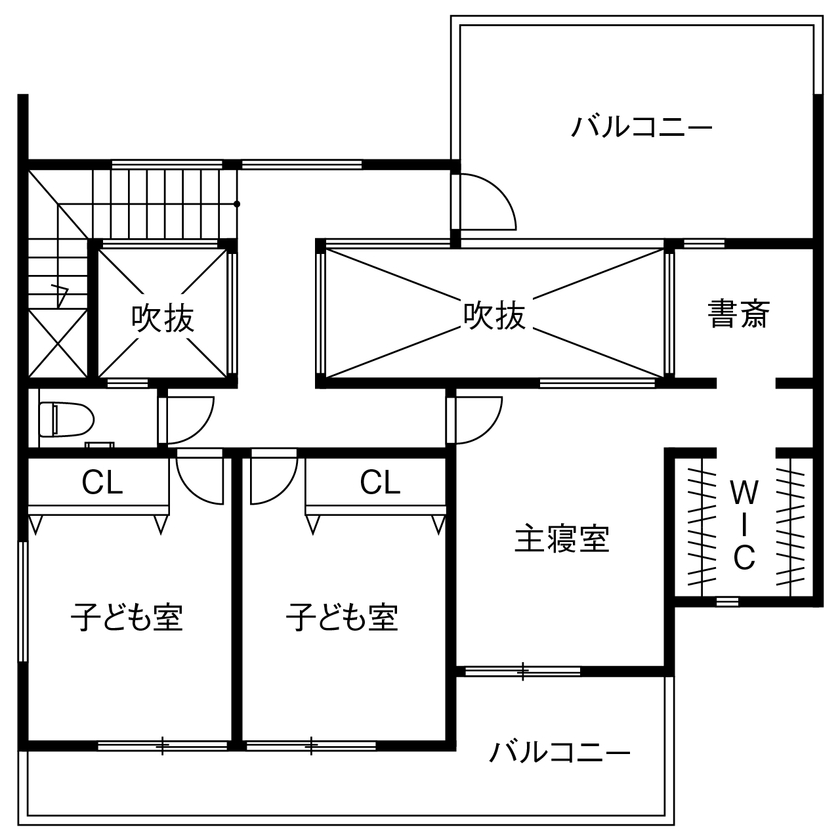 サンジョーホーム 【リゾート×ホテルライク/間取り図】坪庭・中庭で雨音も心地いいBGMに。素材の質感が随所に光る実例の間取り図（3LDK＋書斎）2階