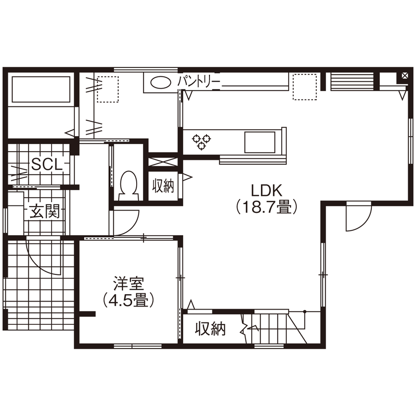 大進ホーム 【2000万円台／33.9坪】地元できちんと家づくりをしている会社を選んで大正解！これからの暮らしが楽しみにの間取り図（4LDK+フリースペース）1階