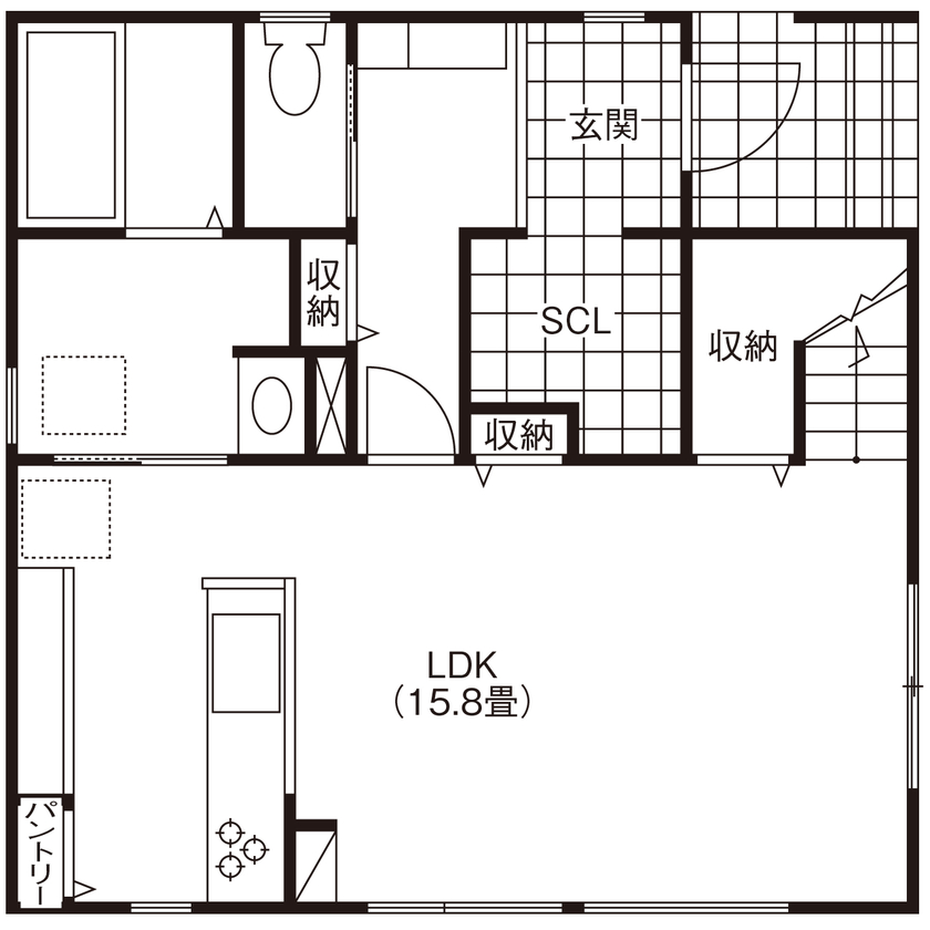 大進ホーム 【2000万円台／31坪】愛情をもっていたモノたちをイメージ通りキレイに収納！気持ちがぐんと盛り上がる新居の間取り図（3LDK）1階