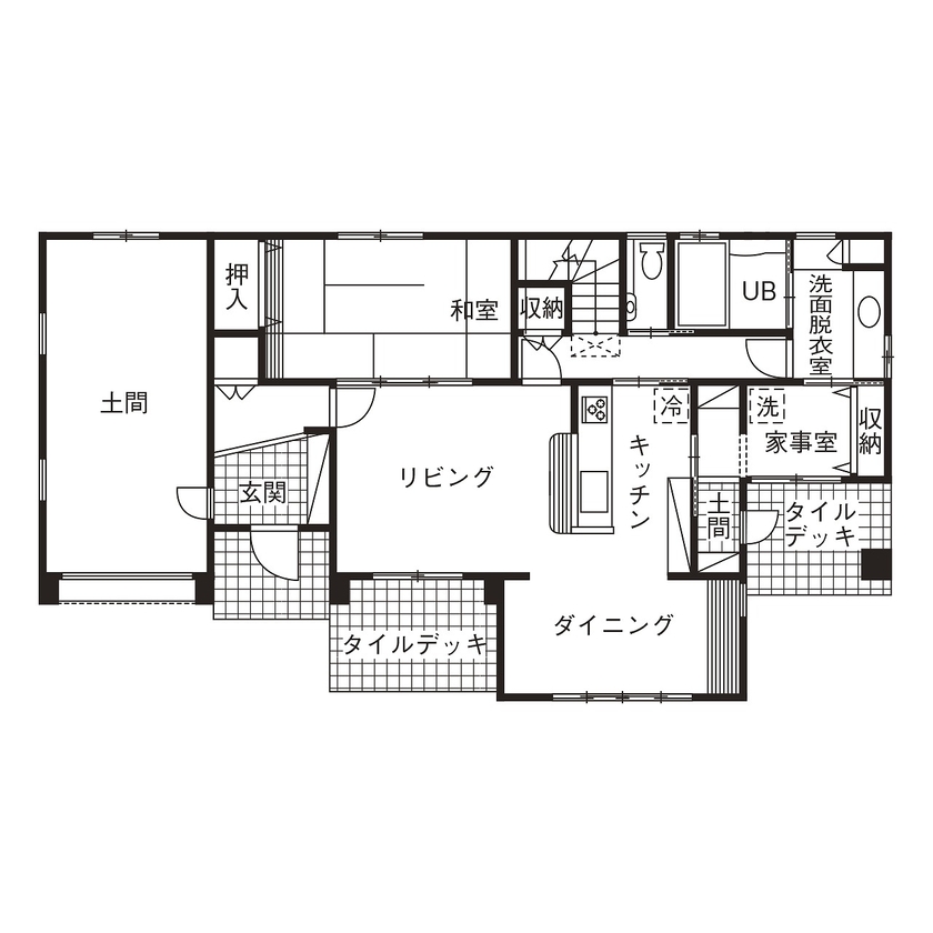 アイワホーム 【本体価格2430万円/61.6坪】趣味を楽しむガレージのあるナチュラルテイストの住まいの間取り図（4LDK）1階
