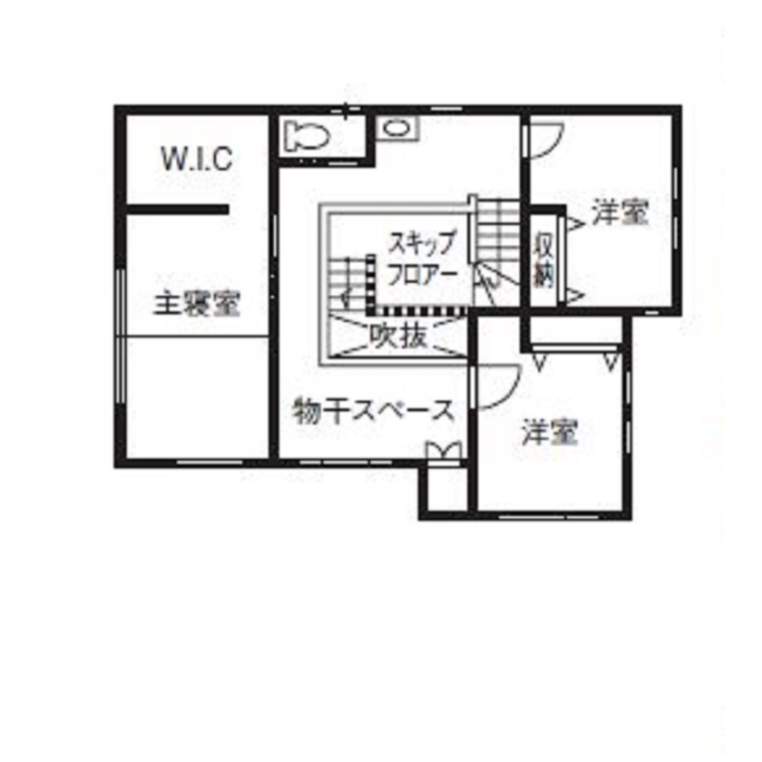 アイワホーム 【本体価格2400万円/40.5坪】外観・内観ともにお洒落な立体的空間を実現。遊び心あるメリハリのある暮らしの間取り図（4LDK）2階