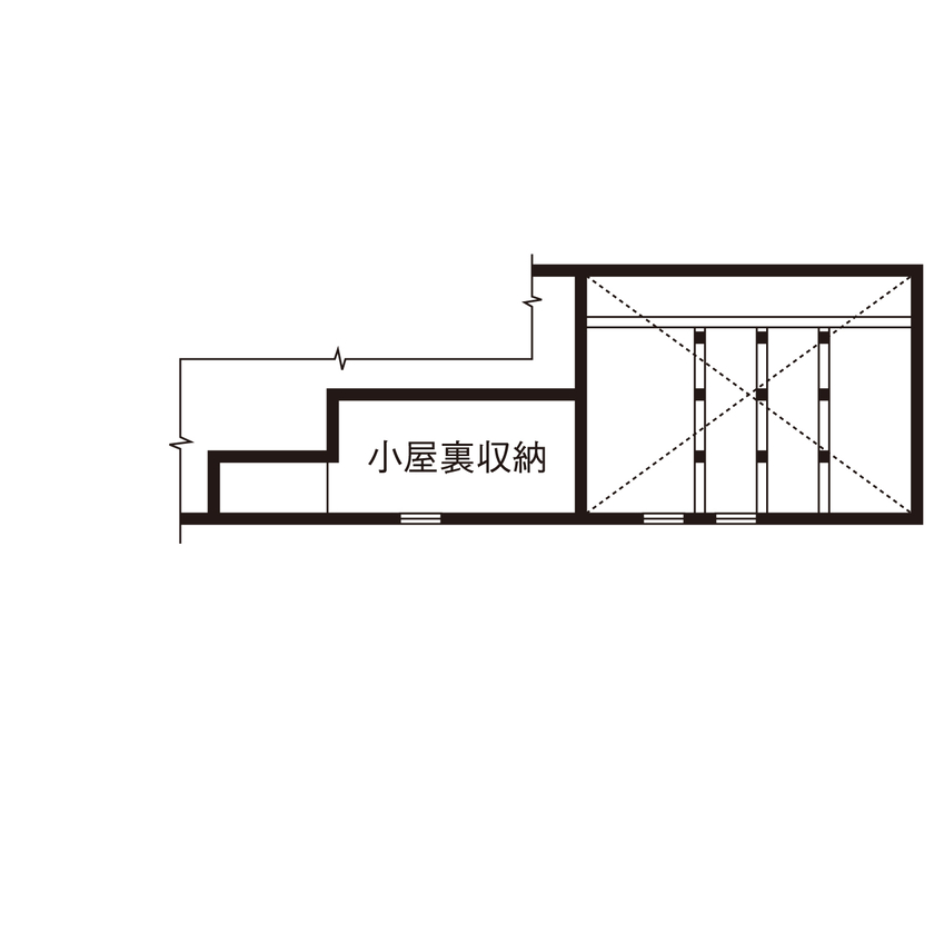 自然と木の家　スミャスク 【2000万円台/自然素材/2階リビング】勾配天井と広々バルコニーが開放感を高める、見晴らしの良い家の間取り図（2LDK＋小屋裏）小屋裏