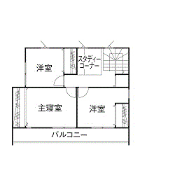 ルポハウス一級建築士事務所 【1000万円台/延床30坪以下/コンパクト/間取り図】庭いじりとメカいじりを愉しむ家/シンプルな家事動線の間取り図（3LDK）2階
