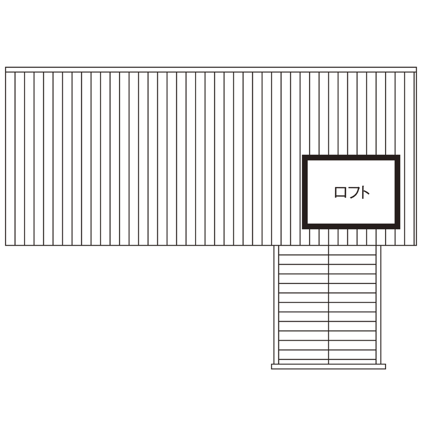 ルポハウス一級建築士事務所 【2000万円台／滋賀／平屋／中庭】本物の素材にこだわった、デザインと機能面が両立した平屋の間取り図（3LDK＋2WIC＋SCL他）ロフト