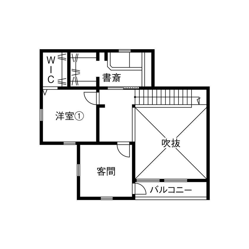 ルポハウス一級建築士事務所 【滋賀/2000万円台/吹抜け】おしゃれなインテリアが光るジャパンディスタイルの家。使い勝手の良い畳書斎もの間取り図（3LDK）2階
