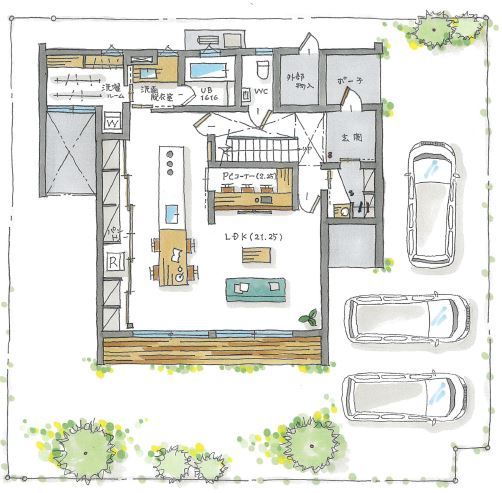 ルポハウス一級建築士事務所 【滋賀/2330万円】シンプルに暮らす家。ストレスを感じさせない工夫あるプランもお気に入りの間取り図（4LDK）1階