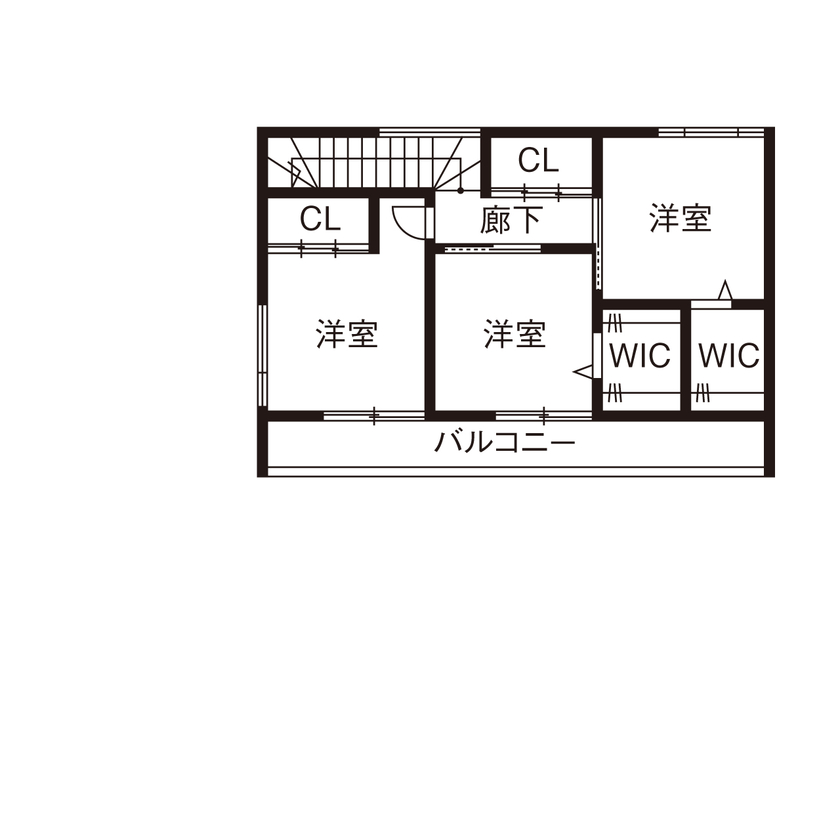 ルポハウス一級建築士事務所 【2000万円台/滋賀/子育て/和モダン】統一感にとことんこだわった、旅館のような寛ぎが魅力の住まいの間取り図（5LDK+3WIC）2階