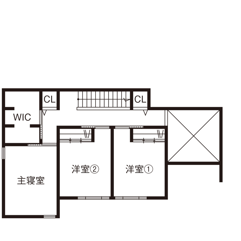 ルポハウス一級建築士事務所 【2000万円台／滋賀／2階建て／吹抜け】時代に左右されない、永く愛せるシンプルなデザインが魅力の家の間取り図（4LDK＋2WIC＋SCL他）2階