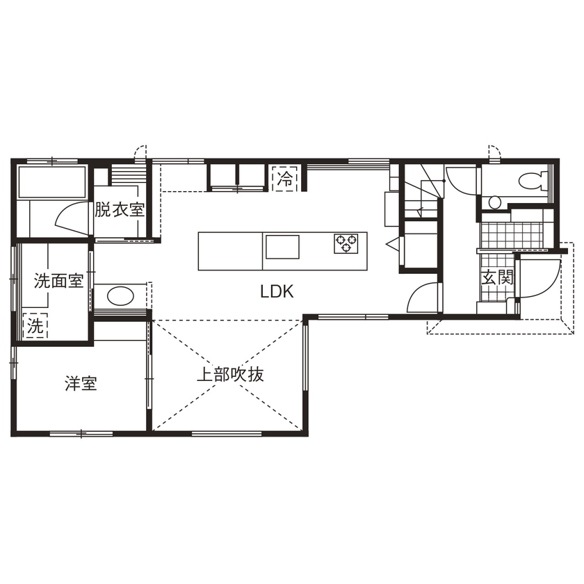 アンドクリエイト キッチンを中心に優雅な空間が広がる、ラグジュアリーな住まいの間取り図（4LDK）1階