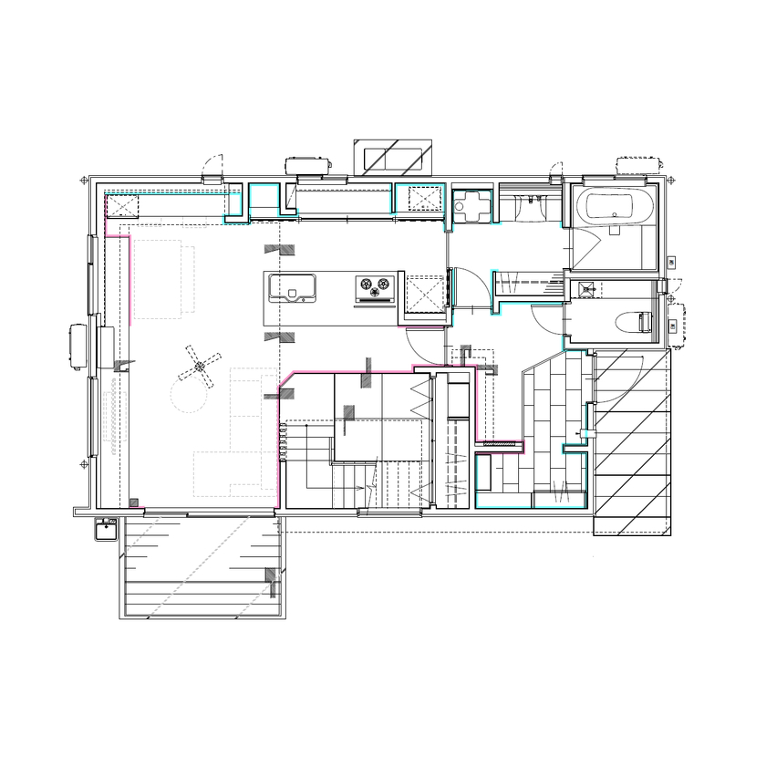 アンドクリエイト 開放感と落ち着きを追求した、高級感溢れる住まいの間取り図（3LDK）1階