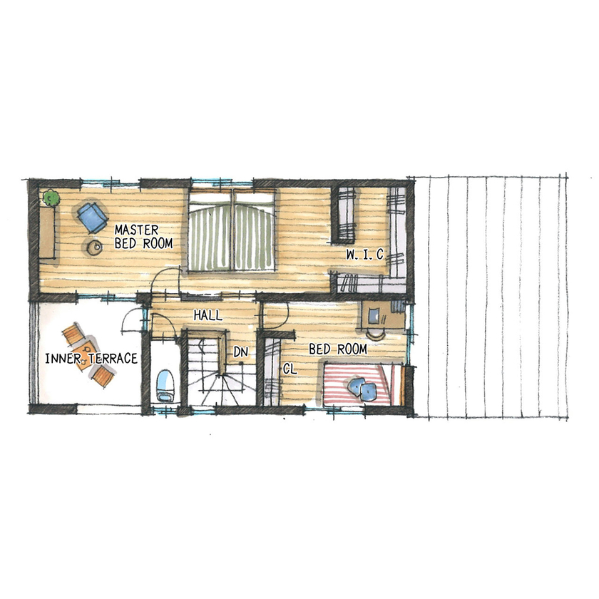 アンドクリエイト スタイリッシュかつモダンな美しさを追求したデザイン住宅の間取り図（2LDK）2階