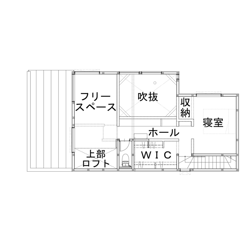 アンドクリエイト 異素材を掛け合わせた印象的なデザインのファサードと光あふれる快適な空間の間取り図null2階