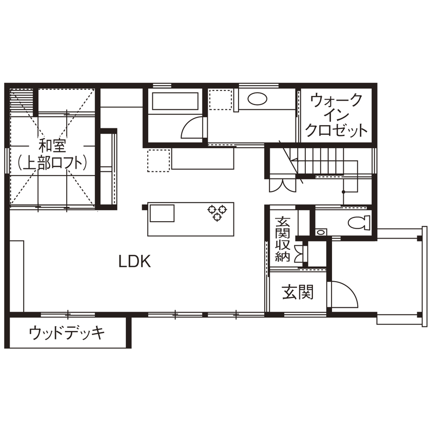 ONE and ALL 【本巣市｜北欧風ガレージハウス｜間取り有】暮らしやすさは想像以上。カフェのくつろぎを毎日わが家での間取り図（4LDK）１階