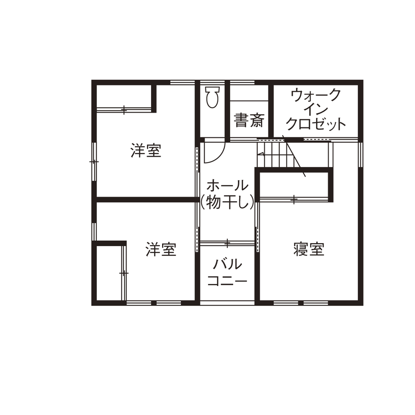 ONE and ALL 【本巣市｜北欧風ガレージハウス｜間取り有】暮らしやすさは想像以上。カフェのくつろぎを毎日わが家での間取り図（4LDK）２階