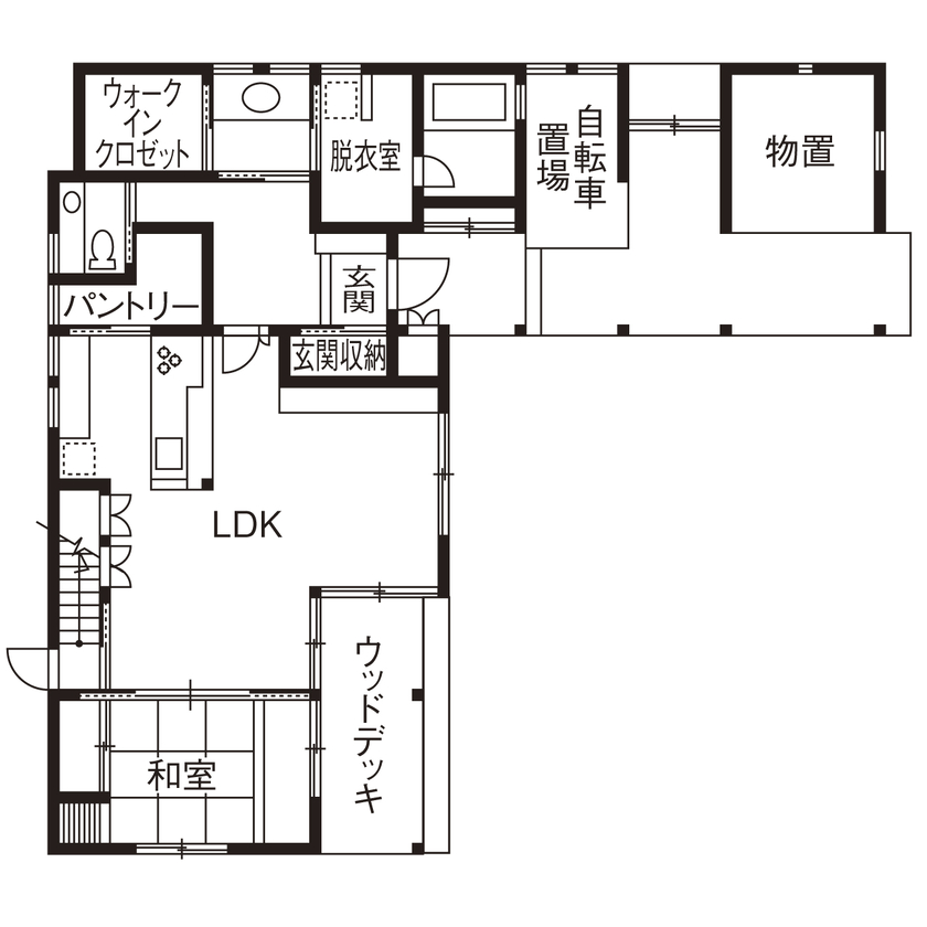 ONE and ALL 【岐阜県｜和モダン】質感豊かな素材で紡ぐ上質なデザイン。光と開放感に包まれて過ごす心地よい毎日の間取り図（4LDK）１階