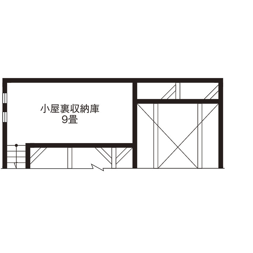 高砂建設　埼玉・東京 【川越市/3000万円台/40坪台/間取り図】夏はウッドデッキでプール！1年を通してエアコン1台で快適な家の間取り図（3LDK＋S）小屋裏