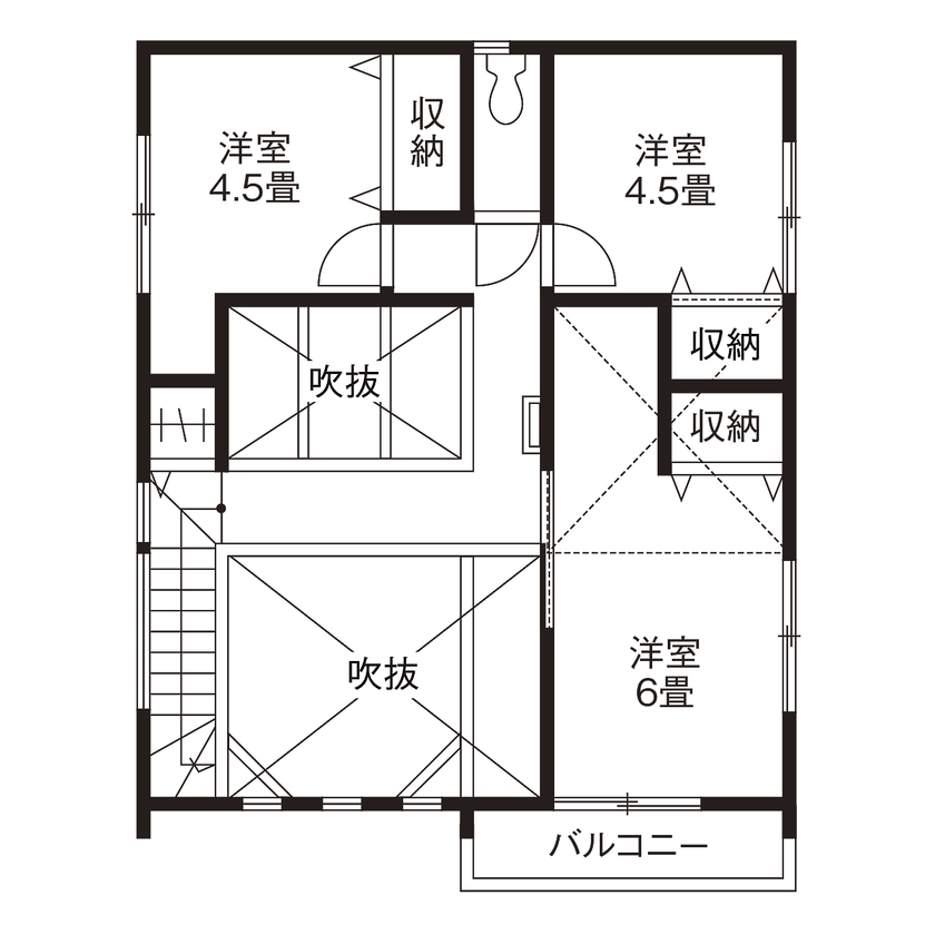 高砂建設　埼玉・東京 【蓮田市/2000万円台/20坪台/間取り図/土間】無垢にこだわった木の家。外張り断熱で家中温度差少ない住空間の間取り図（4LDK）2階