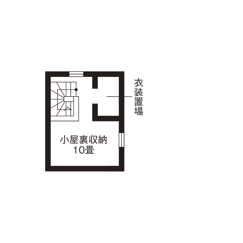 高砂建設　埼玉・東京 【埼玉/2000万円台/30坪台/間取り図/ウッドデッキ/吹抜け/高断熱】年中快適な二世帯が仲良く暮らせる家の間取り図（3LDK）小屋裏