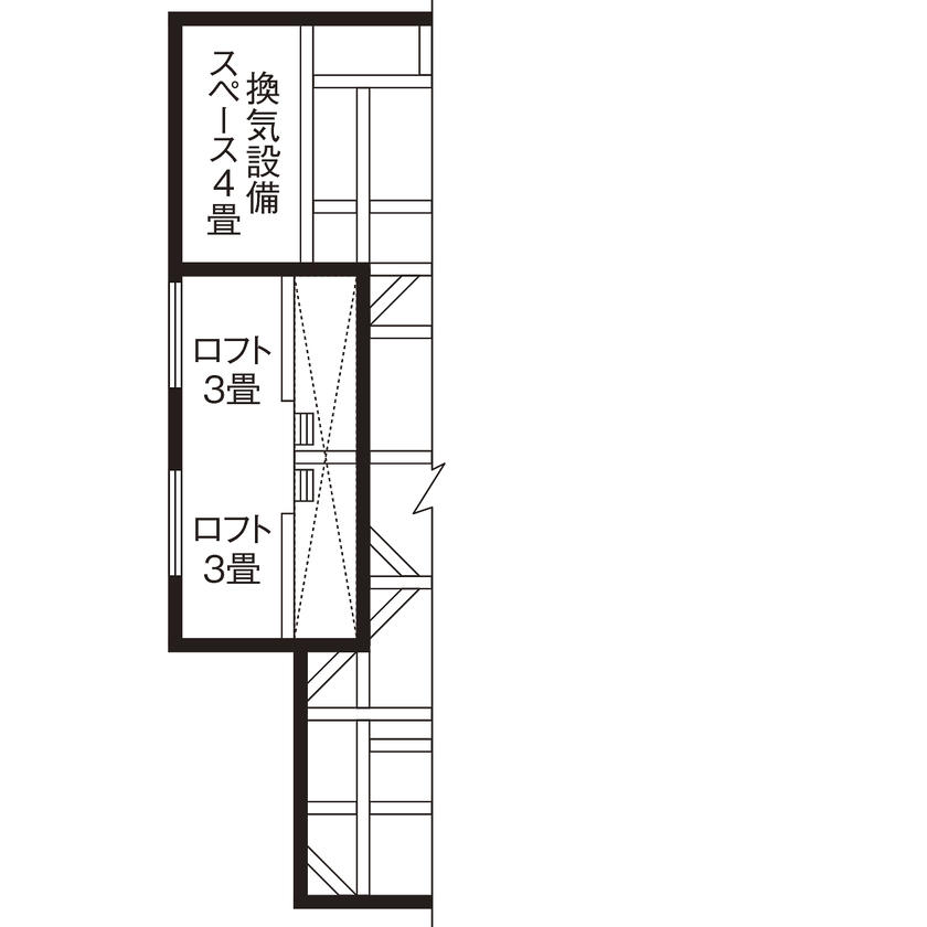 高砂建設　埼玉・東京 【さいたま市/40坪台/間取り図/吹抜け】建物に囲まれた旗竿地でもプライバシーを守れる、大空間を実現の間取り図（5LDK）ロフト