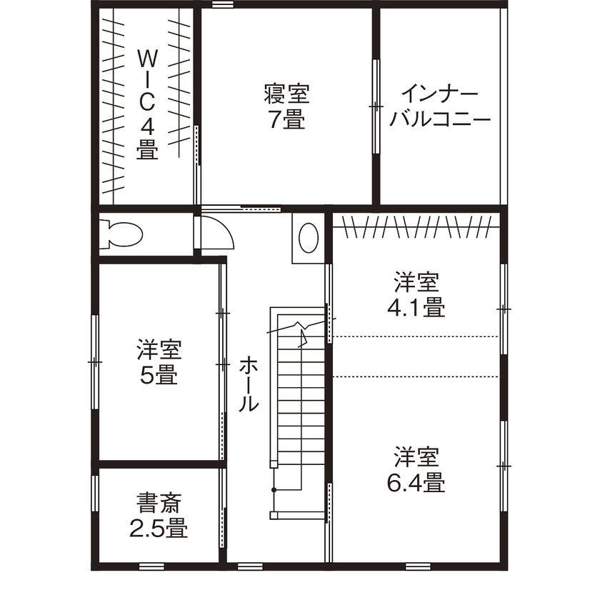 高砂建設　埼玉・東京 【さいたま市/3000万円台/30坪台/間取り図/回遊動線】家事ラク動線と片付けやすい収納で笑顔が増える住まいの間取り図（3LDK＋S）2階