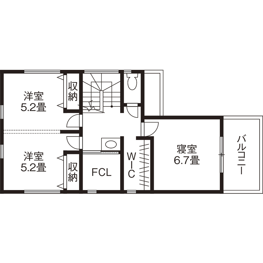 高砂建設　埼玉・東京 【さいたま市/3000万円台/20坪台/間取り図】ナチュラル素材にこだわった土地探しから叶えた理想の住まいの間取り図（2LDK＋FCL）2階