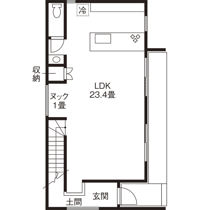 高砂建設　埼玉・東京 【3000万円台／30坪台／外断熱二重通気工法】キレイな空気とデザインを両立したジャパンディスタイルの家の間取り図（2LDK）1階