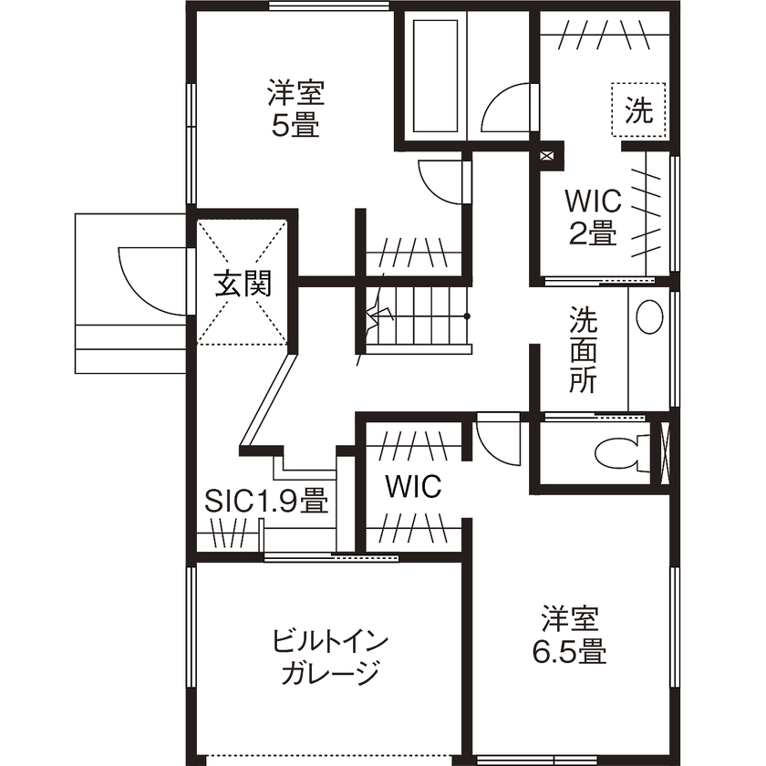 高砂建設　埼玉・東京 【さいたま市／3000万円台／30坪台／バイクガレージ】光と心地よさに包まれる2階リビングの家の間取り図（4LDK＋S）1階